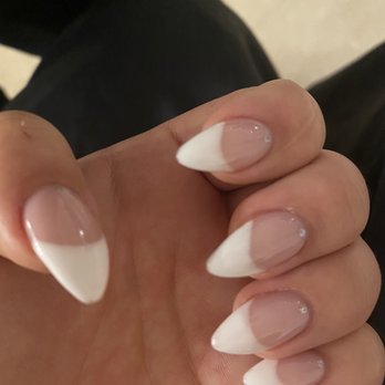 Delaray Nails - Traditional French in almond shape - Nail Salons Near Me - Miami, Florida