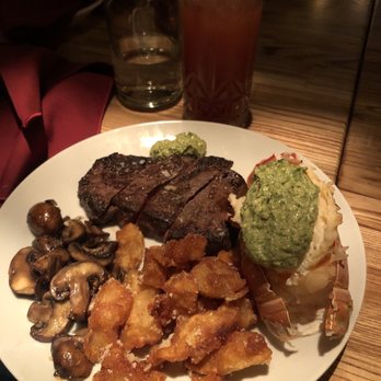Bow & Marrow - 10oz sirloin lobster tail and Parmesan potatoes - Steakhouses Near Me - Havre, Montana