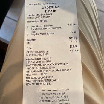 Healthy Grill - Order receipt - Mediterranean Near Me - Escondido, California