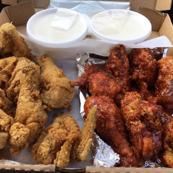 The ToreOre - Half fried chicken and half red spicy chicken. Was about $18-19 i think? So good! Its still so good when its cold. - Chicken Wings Near Me - Houston, Texas The ToreOre - Half fried chicken and half red spicy chicken. Was about $18-19 i think? So good! Its still so good when its cold. - Chicken Wings Near Me - Houston, Texas