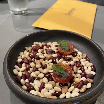 Gunshow - Our first course. Half a cherry tomato, each. - New American Near Me - Atlanta, Georgia