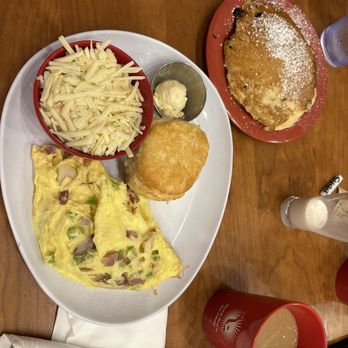 Ruby Slipper Decatur - B.Y.O. Omelet w/ biscuit, grits & side pancake - Breakfast & Brunch Near Me - New Orleans, Louisiana Ruby Slipper Decatur - B.Y.O. Omelet w/ biscuit, grits & side pancake - Breakfast & Brunch Near Me - New Orleans, Louisiana