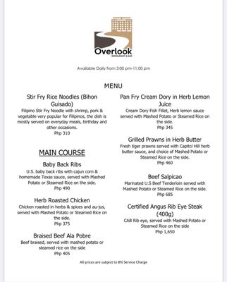 Menu photo 5 Overlook Restaurant & Bar Angeles, PAM
