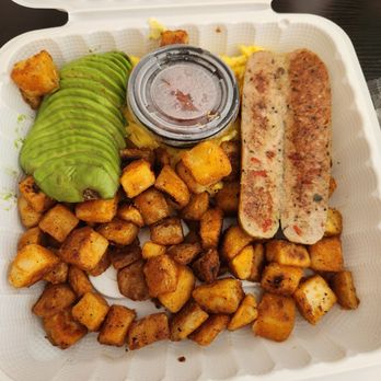 6 Avenue Caffe - House Breakfast (scrambled eggs, chicken sausage, breakfast potatoes) - Acai Bowls Near Me - Los Angeles, California 6 Avenue Caffe - House Breakfast (scrambled eggs, chicken sausage, breakfast potatoes) - Acai Bowls Near Me - Los Angeles, California