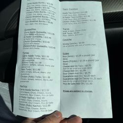 Las Olas Meat Market - Food menu Oct 2024