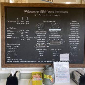 Gil & Bert's Ice Cream - Menu 8/10/2023 - Ice Cream & Frozen Yogurt Near Me - Cranbury, New Jersey