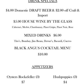 Black Angus Restaurant - Happy Hour menu 3.26 - Steakhouses Near Me - Virginia Beach, Virginia