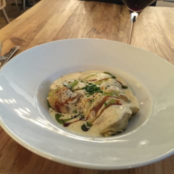 Santa Gula - Home made ravioli with shrimp and mushrooms. - Spanish Near Me - Barcelona, B Santa Gula - Home made ravioli with shrimp and mushrooms. - Spanish Near Me - Barcelona, B