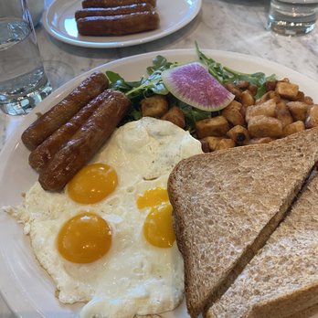 Evviva Breakfast & Lunch - Eggs & Sausage with Whole Wheat Toast - Breakfast & Brunch Near Me - Toronto, Ontario Evviva Breakfast & Lunch - Eggs & Sausage with Whole Wheat Toast - Breakfast & Brunch Near Me - Toronto, Ontario