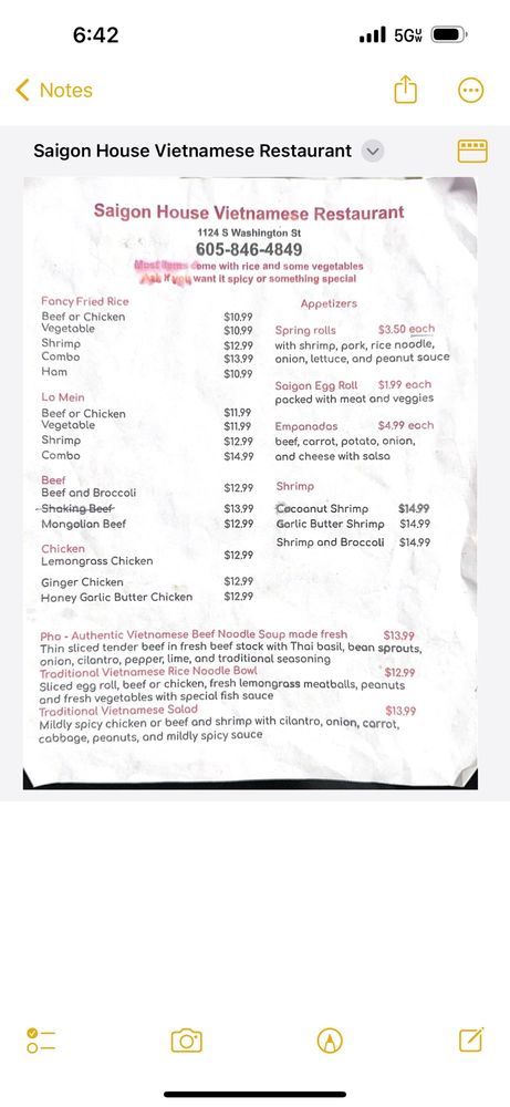 Food from Saigon House