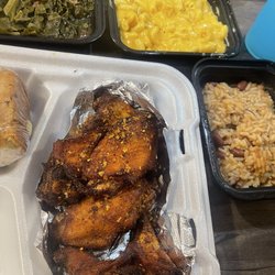 Nytia's Soul Kitchen - Garlic and Herb Wing Meal 2 Sides Mac & Cheese & Collard Greens comes With Cornbread  $19