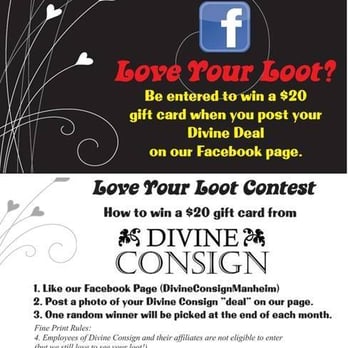 Divine Consign - Each month we give a $20 gift card to a lucky shopper who posts on our Facebook page. - Furniture Stores Near Me - Manheim, Pennsylvania