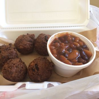 Sweet 'N Saucy - Corn fritters n' baked beans - Barbeque Near Me - Fairfield, Iowa Sweet 'N Saucy - Corn fritters n' baked beans - Barbeque Near Me - Fairfield, Iowa