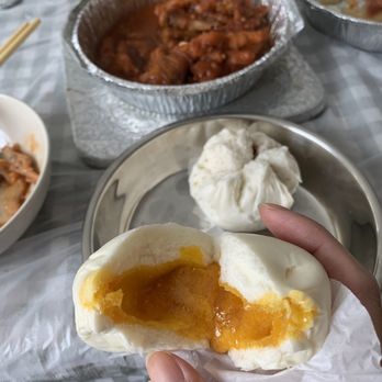 Fu Kee Bao Dim - Salted egg yolk bun, bbq pork bun, chicken feet in black bean sauce (ate some already) - Dim Sum Near Me - Scarborough, Ontario