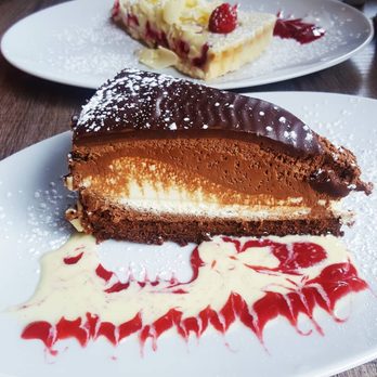 Apricot Tree Cafe - Some kind of chocolate cake (forgot the name but it was delicious) and white raspberry tarte - Modern European Near Me - Mississauga, Ontario Apricot Tree Cafe - Some kind of chocolate cake (forgot the name but it was delicious) and white raspberry tarte - Modern European Near Me - Mississauga, Ontario