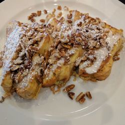 Brunch Cafe-St.Charles - Apple bread French toast topped with pecans