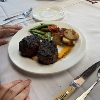 The Fort Restaurant - Buffalo Sirloin Steak Medallions, Seasonal Vegetables, and Potatoes - Steakhouses Near Me - Morrison, Colorado