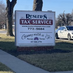 Resler's Tax Service - Frontage sign of the tax service