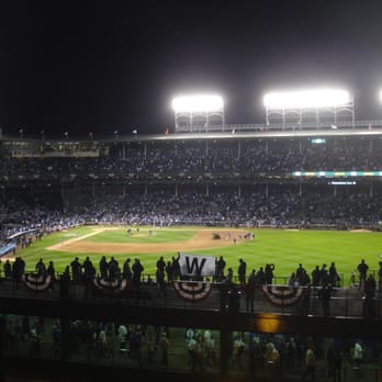 Wrigley Rooftops - Beautiful Wrigley Field from the rooftop!  2015 NLDS Game 3 - Cubs v. Cardinals.  CUBS WIN! - Stadiums & Arenas Near Me - Chicago, Illinois