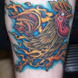 Pottstown Tattoo Co - flaming rooster by joe