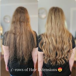 Great Hair Day - This lovely guest had low maintenance highlights and 2-rows of Invisible Bead extensions