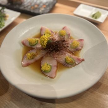 Nama Sake Sushi and Restaurant - Gyoza. Pan seared. Very good. This is not the correct pic. This is hamachi carpaccio and it was delicious - Sushi Bars Near Me - Chico, California