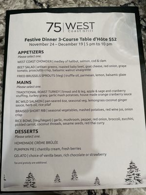 Menu photo 2 75 West Coast Grill Richmond, BC Menu photo 2 75 West Coast Grill Richmond, BC