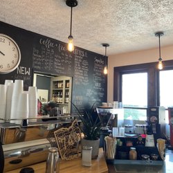 Jitterbug Coffee House - Coffee bar - chalk wall shows the drinks available, the menus are on the counter