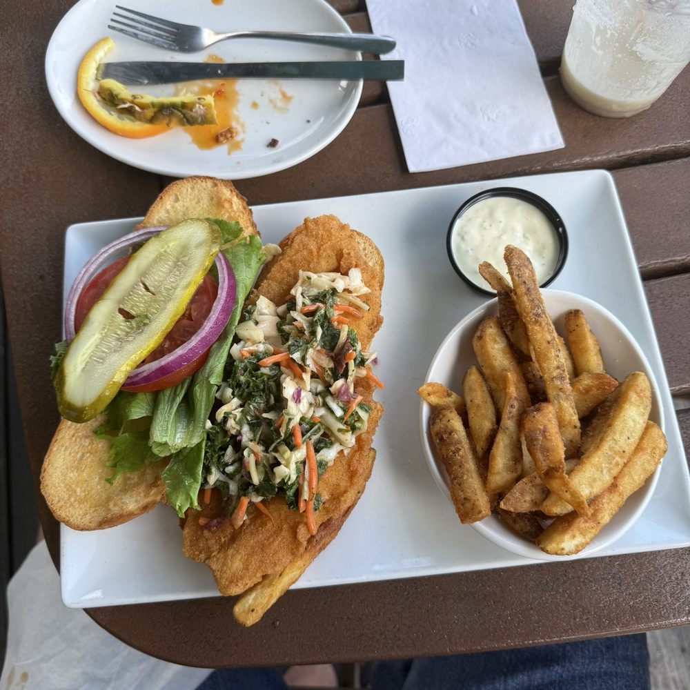 Coconuts On The Beach - Grouper sandwich with fries - Bars Near Me - Cocoa Beach, Florida Coconuts On The Beach - Grouper sandwich with fries - Bars Near Me - Cocoa Beach, Florida