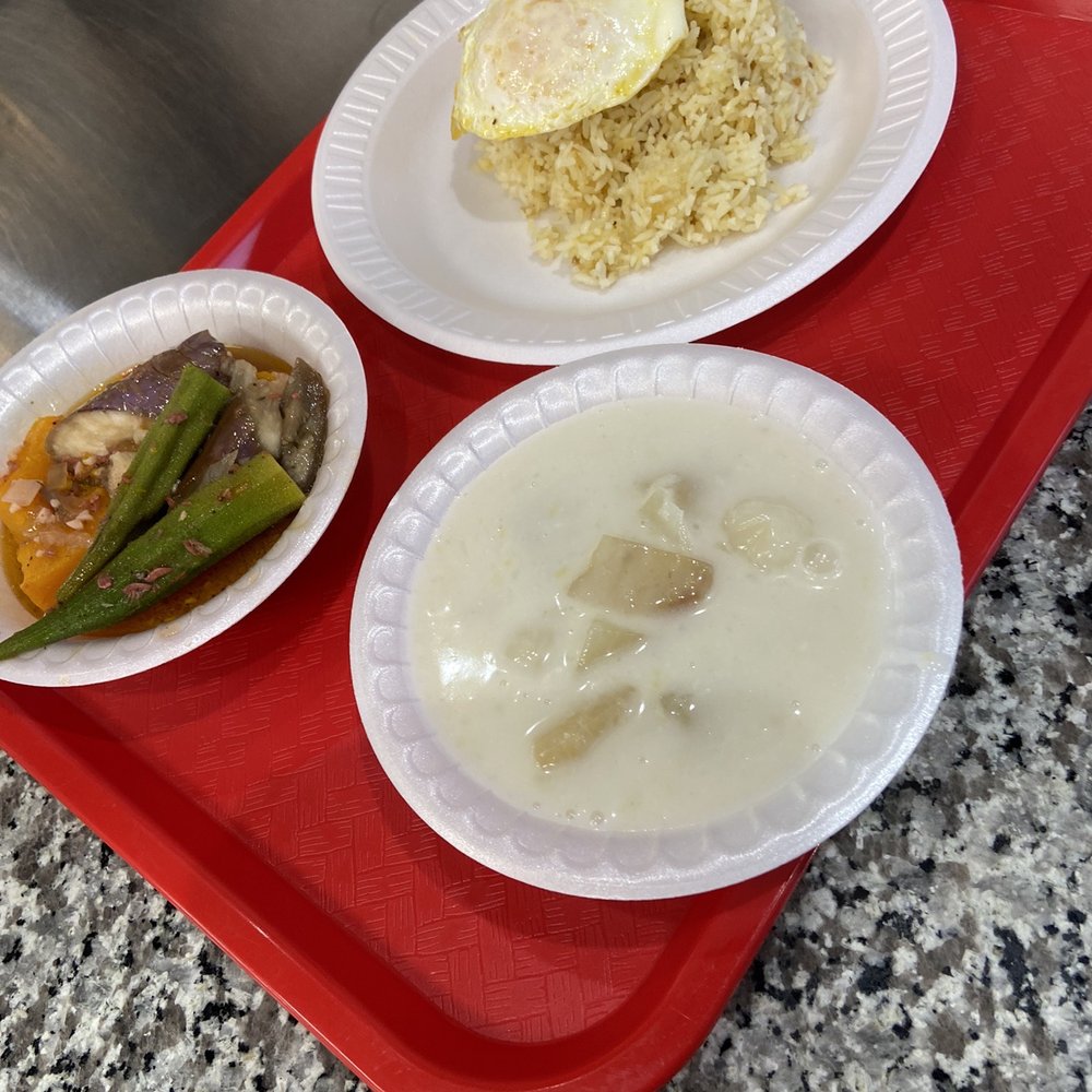 Kabayan Filipino Store & Cafe - Fried rice w egg. Some sort of stew w sweet potato, okra, eggplant. Good. Dessert with fruit good - Filipino Near Me - Dallas, Texas Kabayan Filipino Store & Cafe - Fried rice w egg. Some sort of stew w sweet potato, okra, eggplant. Good. Dessert with fruit good - Filipino Near Me - Dallas, Texas