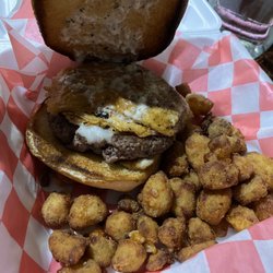 Rowdy's - Van Helsing burger with cheese curds. There were way more curds before this pic was taken, so they give large portions.