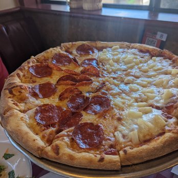 North Beach Pizza - Large pizza (with Yelp check in) $25.99 Half pepperoni and half Canadian bacon and pineapple - Pizza Near Me - Berkeley, California