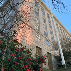 Gus J Solomon United States Court House - Entrance off SW Main Street on a beautiful spring day