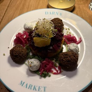 Darna Mediterranean Eatery - Tunisian Beet Salad with falafel added - Mediterranean Near Me - Plano, Texas