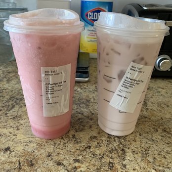Starbucks - Look at the difference. The left is from this Starbucks and the right is from another Starbucks I went to right after - Coffee & Tea Near Me - Winter Park, Florida