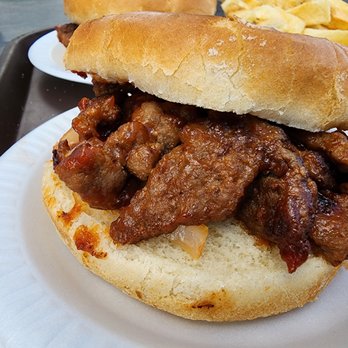 Collinsville Drive In - Cleary this beef bbq is made with pieces of chopped up hamburgers - Burgers Near Me - Brogue, Pennsylvania