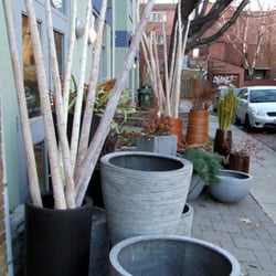 Baskets, vases, plant paraphernalia for sale outside