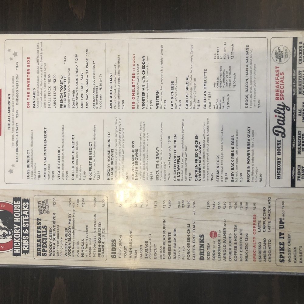 Hickory House Ribs - Breakfast menu - Barbeque Near Me - Aspen, Colorado