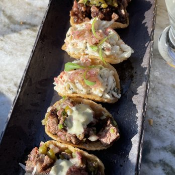 Nobu Chicago - From top to bottom: Ribeye Tacos, Crab Tacos and Waygu Tacos - Japanese Near Me - Chicago, Illinois