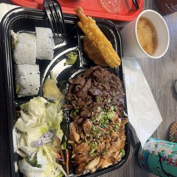 ANB Teriyaki Grill - Chicken & Beef bento box (I had already ate one shrimp, one Gyoza, and one California roll) - Japanese Near Me - Orange, California ANB Teriyaki Grill - Chicken & Beef bento box (I had already ate one shrimp, one Gyoza, and one California roll) - Japanese Near Me - Orange, California