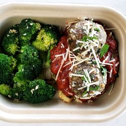 Heritage Foods - Bison Meatballs over Zoodles with Broccoli
