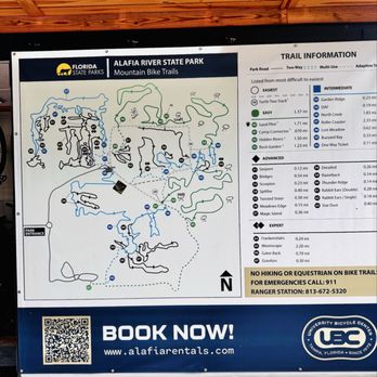 UBC at Alafia River State Park - Trail map sign - Bike Rentals Near Me - Lithia, Florida