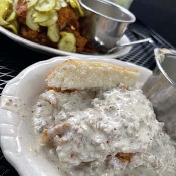 Jacob's Pickles - Sausage Gravy Smothered Chicken - Comfort Food Near Me - New York, New York Jacob's Pickles - Sausage Gravy Smothered Chicken - Comfort Food Near Me - New York, New York