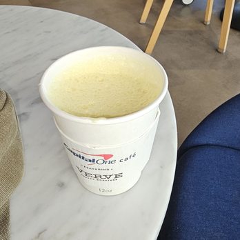 Capital One Café - Ginger Tumeric Latte ... only 12 ounces, and they dont even fill it up all the way. - Coffee & Tea Near Me - Glendale, California Capital One Café - Ginger Tumeric Latte ... only 12 ounces, and they dont even fill it up all the way. - Coffee & Tea Near Me - Glendale, California