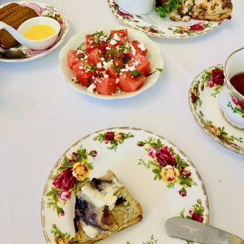 Lisa's Tea Treasures - Scones and watermelon salad - Tea Rooms Near Me - Los Altos, California Lisa's Tea Treasures - Scones and watermelon salad - Tea Rooms Near Me - Los Altos, California