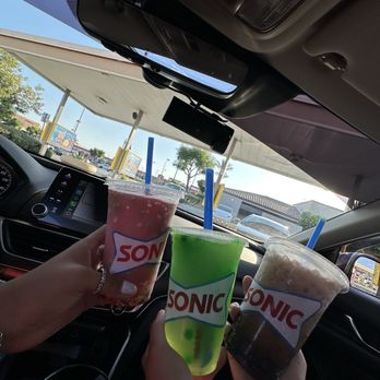 Sonic Drive-In - Fruited Dragon Slush Picklerita Slush Dirty Dr Pepper - Burgers Near Me - DUARTE, California