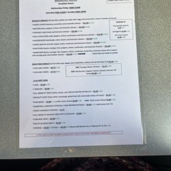 Hometown Eatery - Menu back