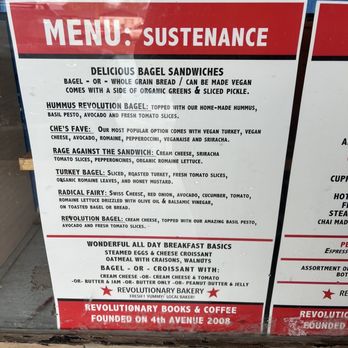 Revolutionary Grounds Books and Coffee - a menu for a restaurant - Bookstores Near Me - Tucson, Arizona