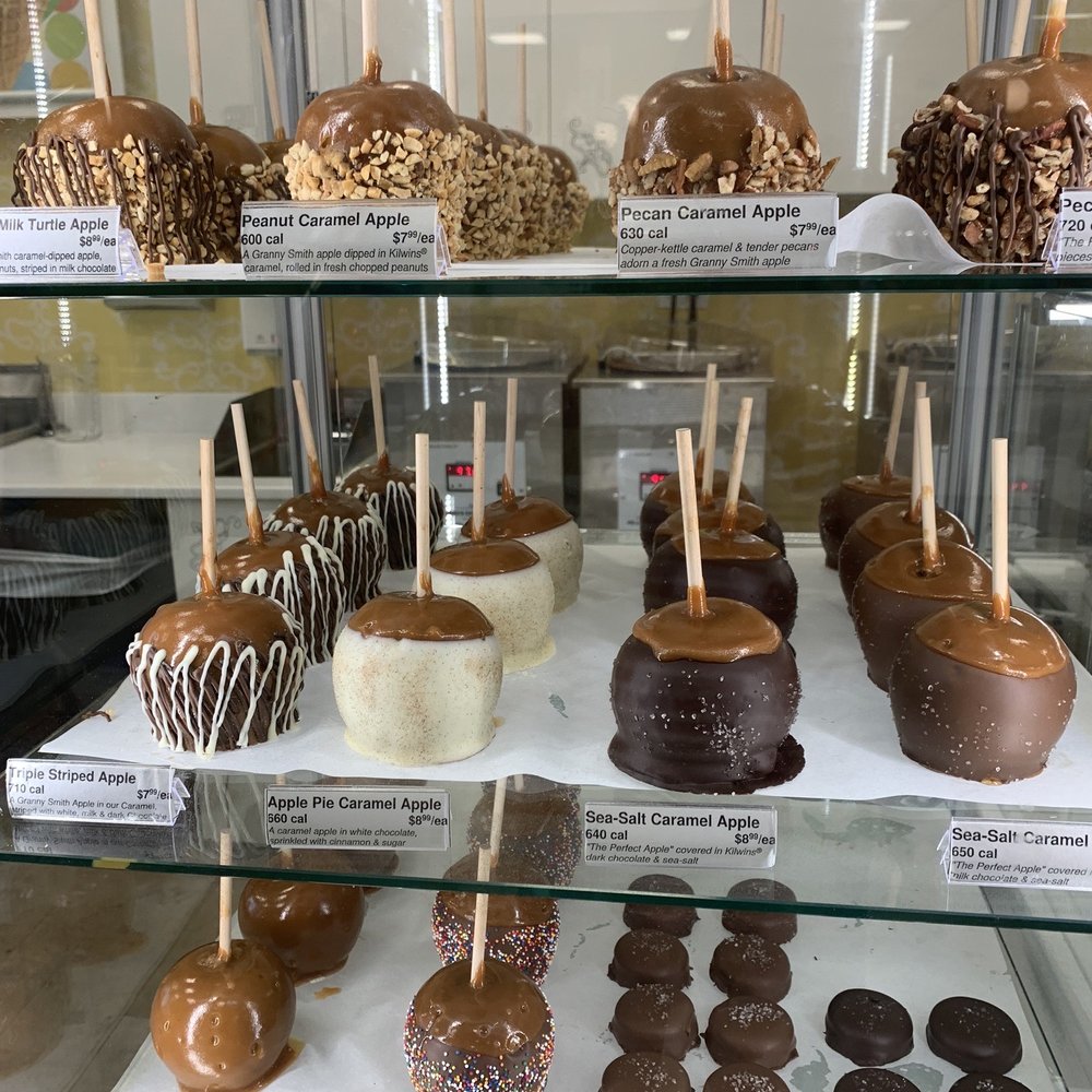 Kilwins - a display of chocolate covered apples - Ice Cream & Frozen Yogurt Near Me - Tulsa, Oklahoma