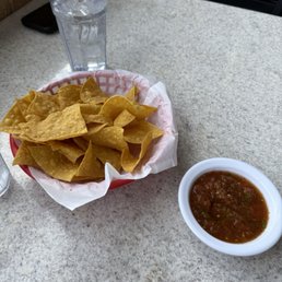 Complimentary chips and salsa Complimentary chips and salsa